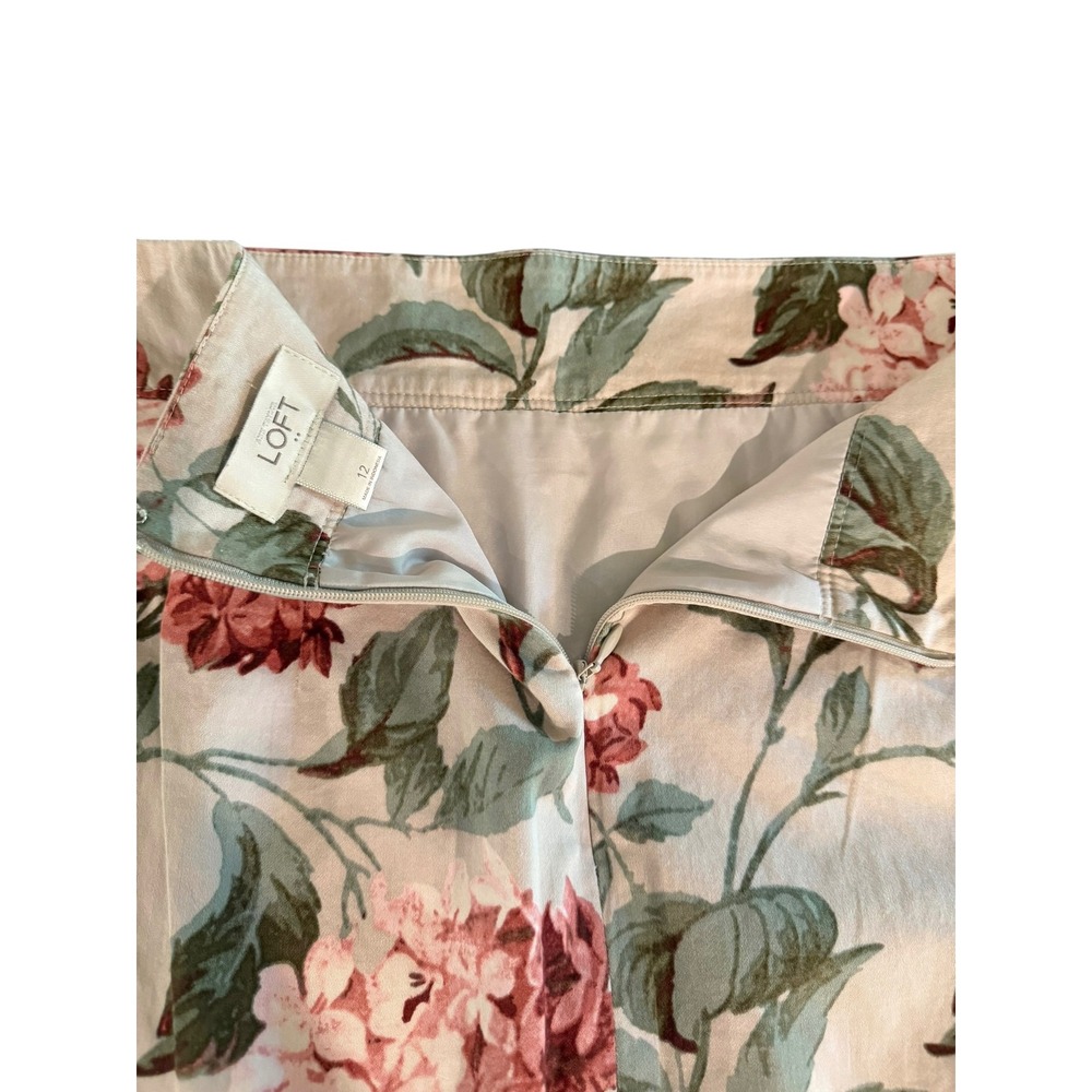 Ann Taylor Loft Floral Print Hydrangea Skirt Sz 12 Cotton Cottagecore Coquette - Picture 9 of 9